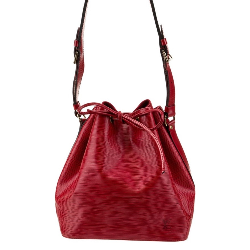 Louis Vuitton Noe Red Epi Leather Shoulder Drawstring Bag